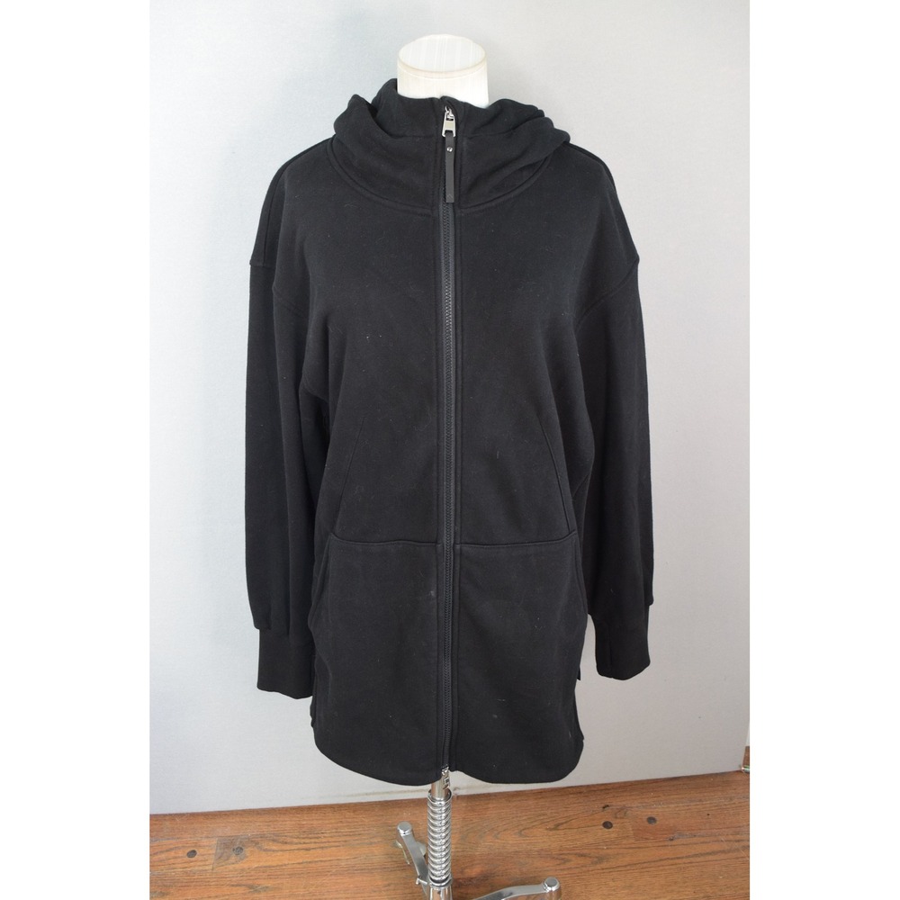 Varley Templeton Hoodie XL Black Peached Sweat Full Zip Oversized Womens Jacket